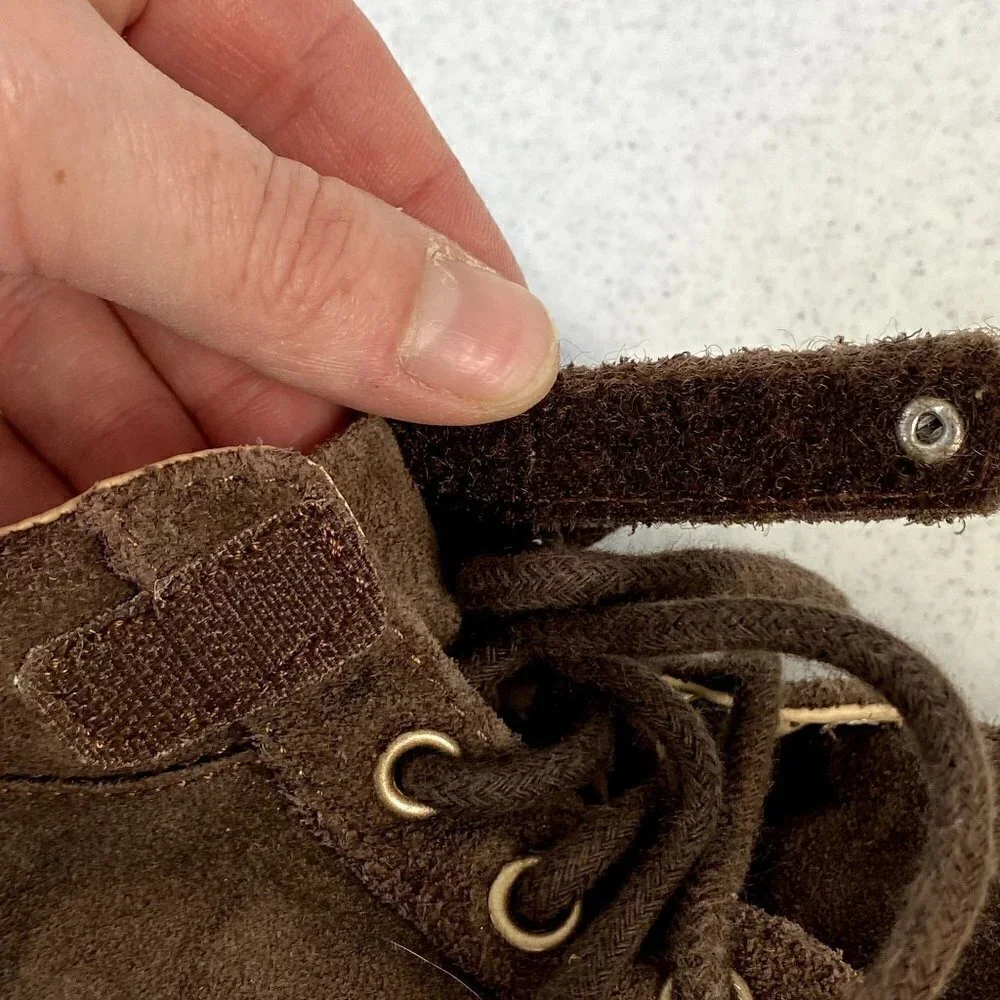 Janie and Jack Leather High Top Sneaker Brown 8